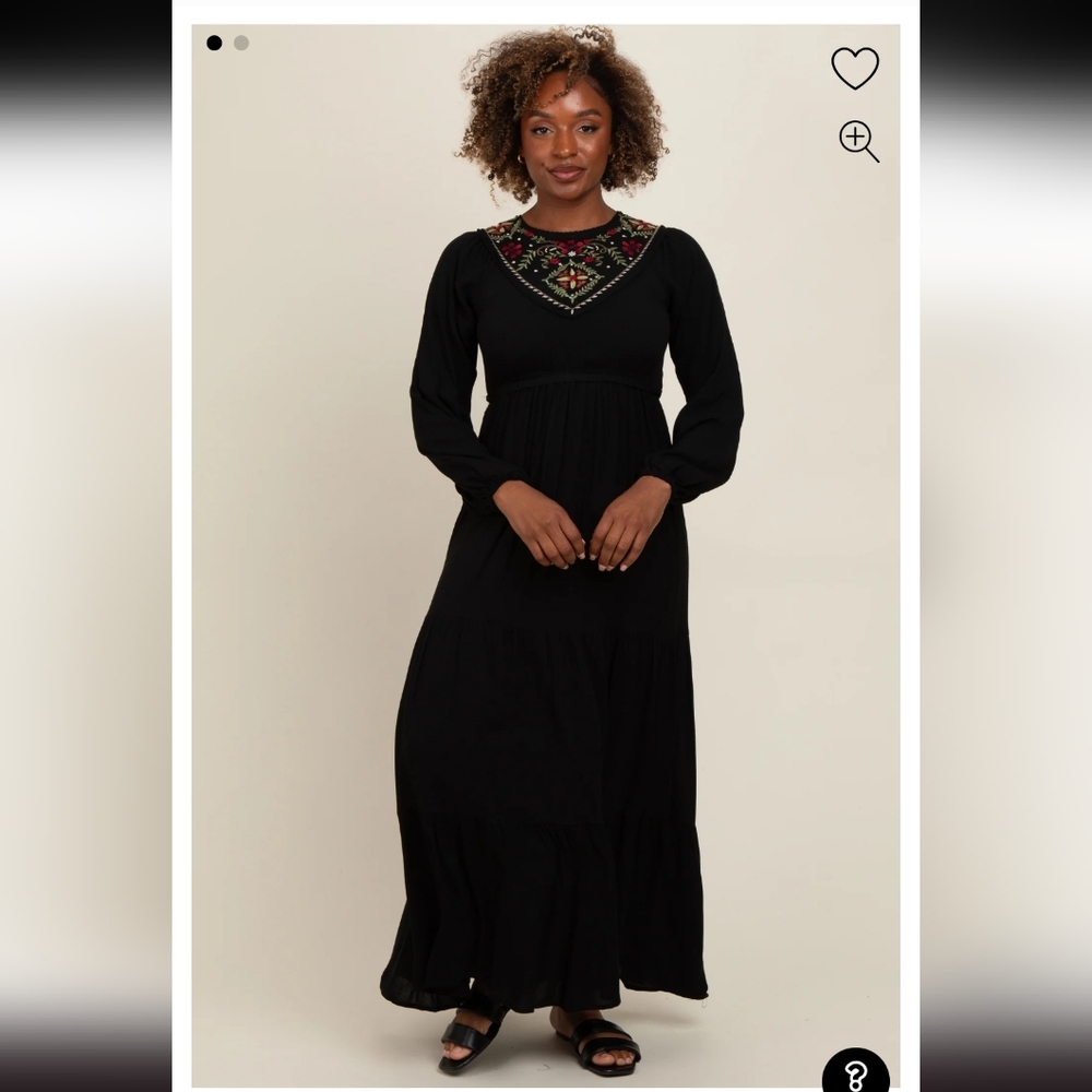 In Loom Embroidered Yoke Maxi Dress